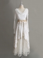 Wine Red and Gold/White and Gold Embroidery Print Retro Gothic Lolita OP Dress