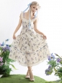 Ivory and Purple Floral Embroidery Lolita Classic JSK Dress