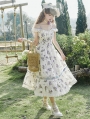 Ivory and Purple Floral Embroidery Lolita Classic JSK Dress