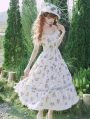 Ivory and Purple Floral Embroidery Lolita Classic JSK Dress
