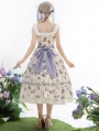 Ivory and Purple Floral Embroidery Lolita Classic JSK Dress