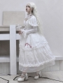 Black/White Spider Web Embroidery Long-Sleeved Gothic Lolita OP Dress