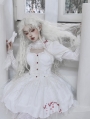 Black/White Spider Web Embroidery Long-Sleeved Gothic Lolita OP Dress