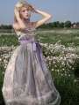 Purple Blooming Oil Painting Print Sweet Lolita JSK Dress