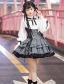 Gray and Black Buckle Strap Gothic Lolita Underbust JSK Dress
