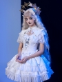 White Gothic Spider Embroidery Lace Top and Skirt Lolita Full Set