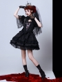 Black Gothic Spider Embroidery Lace Top and Skirt Lolita Full Set