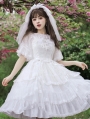 Apricot/White Tiered Ruffle High Waist Sweet Lolita JSK Dress