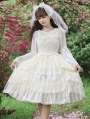 Apricot/White Tiered Ruffle High Waist Sweet Lolita JSK Dress