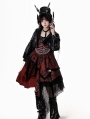 Red Bloody and Black Lace Asymmetric Gothic Lolita JSK Dress
