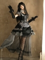 Black Dark Night Rose Print Ruffle Lace Gothic Lolita OP Dress