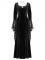 Black Gothic Velvet Long Sleeve Fishtail Maxi Dress
