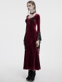 Red Gothic Velvet Long Sleeve Fishtail Maxi Dress