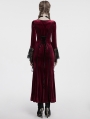 Red Gothic Velvet Long Sleeve Fishtail Maxi Dress