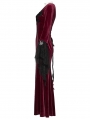 Red Gothic Velvet Long Sleeve Fishtail Maxi Dress