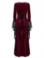 Red Gothic Velvet Long Sleeve Fishtail Maxi Dress