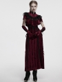 Red Gothic Embroidered Velvet Slip Long Party Dress