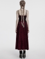 Red Gothic Embroidered Velvet Slip Long Party Dress