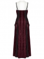 Red Gothic Embroidered Velvet Slip Long Party Dress