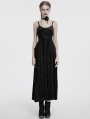 Black Gothic Embroidered Velvet Slip Long Party Dress