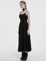 Black Gothic Embroidered Velvet Slip Long Party Dress