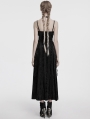Black Gothic Embroidered Velvet Slip Long Party Dress