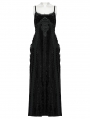 Black Gothic Embroidered Velvet Slip Long Party Dress