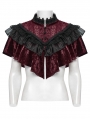 Red Gothic Retro Lace Embroidered Velvet Shawl for Women