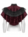 Red Gothic Retro Lace Embroidered Velvet Shawl for Women