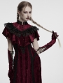 Red Gothic Retro Embroidered Velvet Gloves for Women