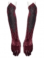 Red Gothic Retro Embroidered Velvet Gloves for Women