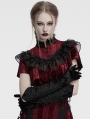 Black Gothic Retro Embroidered Velvet Gloves for Women