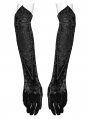 Black Gothic Retro Embroidered Velvet Gloves for Women