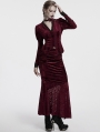 Red Gothic Lace Embroidered Velvet Gigot Sleeve Shirt for Women