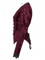 Red Gothic Lace Embroidered Velvet Gigot Sleeve Shirt for Women