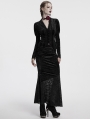 Black Gothic Lace Embroidered Velvet Gigot Sleeve Shirt for Women