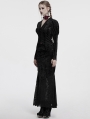 Black Gothic Lace Embroidered Velvet Gigot Sleeve Shirt for Women
