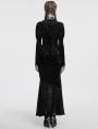 Black Gothic Lace Embroidered Velvet Gigot Sleeve Shirt for Women