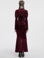 Red Gothic Elegant Velvet Lace Asymmetrical Fishtail Skirt