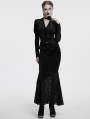 Black Gothic Elegant Velvet Lace Asymmetrical Fishtail Skirt
