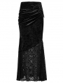 Black Gothic Elegant Velvet Lace Asymmetrical Fishtail Skirt