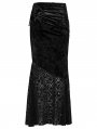 Black Gothic Elegant Velvet Lace Asymmetrical Fishtail Skirt