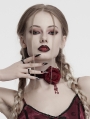 Red Gothic Vintage Burning Rose Bead Chain Choker