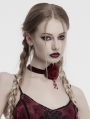 Red Gothic Vintage Burning Rose Bead Chain Choker