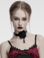 Black Gothic Vintage Burning Rose Bead Chain Choker
