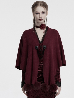 Red Gothic Lunar Eclipse Printed Woolen Shawl for Women