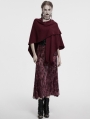 Red Gothic Lunar Eclipse Printed Woolen Shawl for Women