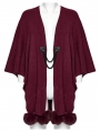 Red Gothic Lunar Eclipse Printed Woolen Shawl for Women