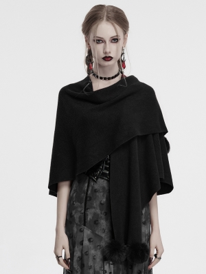 Black Gothic Lunar Eclipse Printed Woolen Shawl for Women
