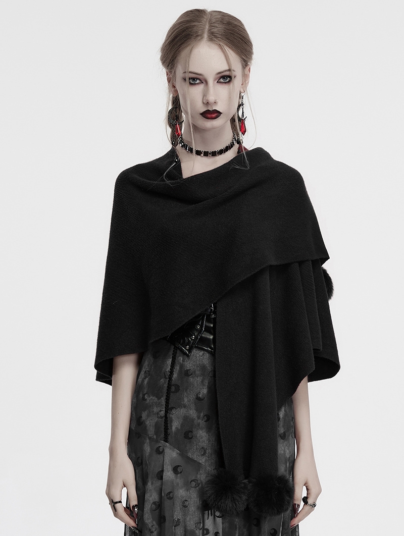 Black Gothic Lunar Eclipse Printed Woolen Shawl for Women